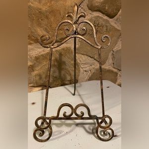 Vintage Wrought Iron Tabletop Easel, 16” high x 9 1/2” Wide, possibly Brass